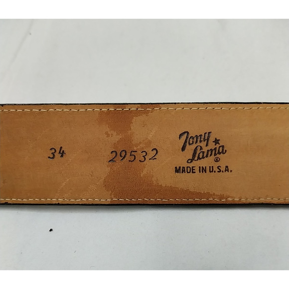 Tony Lama Multicolor Leather Silvertone Buckle Men Belt -Made in USA - Size 34 - Picture 14 of 16